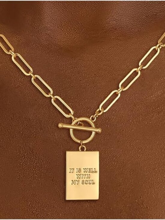 Jewelry - Cross Necklace for Women Trendy, Dainty 14K Gold Plated Paperclip Charm Necklace